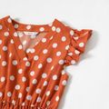 All Over Polka Dots Brick Red Ruffle-sleeve Dress for Mom and Me Brick red