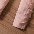 Toddler Girl Ruffled Solid Color Ribbed Elasticized Pants Light Pink