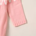 Baby Girl Button Down Long-sleeve Color Block Knitted Dress Pink