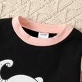 2-piece Toddler Girl Elephant Print Colorblock Sweatshirt and Pants Set Black