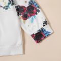 2-piece Kid Girl Floral Print Colorblock Hoodie Sweatshirt and Elasticized Pants Set White