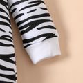 Baby Boy/Girl Animal Stripe Print 3D Ears Long-sleeve Zip Jumpsuit White