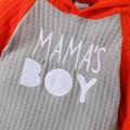 Baby Boy Letter Embroidered Waffle Raglan Long-sleeve Hoodie Red