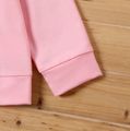 2-piece Kid Girl Letter Cat Print Pink Hoodie Sweatshirt and Colorblock Elasticized Pants Set PinkyWhite