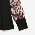 Women Plus Size Elegant Leopard Print Long-sleeve Tee Black