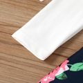 Kid Girl Letter Floral Print Splice Long-sleeve Dress White