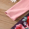 Kid Girl Fuzzy Floral Print Splice Long-sleeve Dress Pink