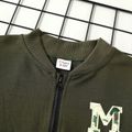 2-piece Kid boy Letter Camouflage print Sweatshirt Jacket and Pants Set Dark Green