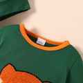 100% Cotton 2pcs Baby Boy/Girl Cartoon Fox Pattern Green Long-sleeve Jumpsuit Set Green