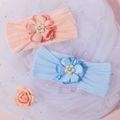 Pure Color Cloth Floral Flexibility Headband for Girls Pink
