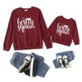 Love Heart and Letter Print Long-sleeve Crewneck Sweatshirts for Mom and Me WineRed image 1