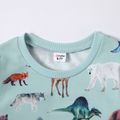 Kid Boy Animal Dinosaur Print Pullover Sweatshirt Turquoise