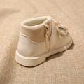 Toddler Splicing Design Faux Pearls Bow Decor Side Zipper Boots White