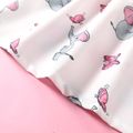 Baby Girl Pink Ribbed Bowknot Long-sleeve Splicing Cartoon Elephant Print Dress Color block