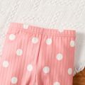 Baby Girl All Over Polka Dots Ribbed Leggings Pants Pink
