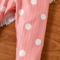 Baby Girl All Over Polka Dots Ribbed Leggings Pants Pink