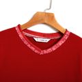 Women Plus Size Casual V Neck Twist Front Striped Long-sleeve Tee Red