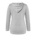 Nursing Contrast Striped Long-sleeve Drawstring Hooded Sweatshirt Dark Grey