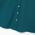 Women Plus Size Elegant Button Design Blue Shirt Azure