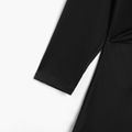 Women Plus Size Elegant Sweetheart Collar Ruched Drawstring Long-sleeve Tee Black