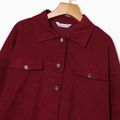 Women Plus Size Casual Lapel Collar Button Design Corduroy Shirt Jacket Red