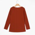 Women Plus Size Elegant V Neck Long-sleeve Fitted Tee Cameo brown