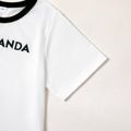 2-piece Kid Girl Letter Panda Print Tee and Elasticized Black Pants Set White
