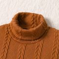 Coffee Cable Knit Turtleneck Long-sleeve Pullover Sweater for Mom and Me Coffee
