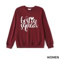Love Heart and Letter Print Long-sleeve Crewneck Sweatshirts for Mom and Me WineRed image 2