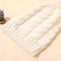 Baby / Toddler Pompon Decor Solid Color Cable Knit Beanie Hat White