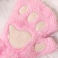 Kids Cute Cat Kitten Paw Gloves Fingerless Fuzzy Plush Gloves Pink