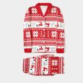 Christmas All Over Print Red Family Matching Long-sleeve Lapel Cardigan Pajamas Sets (Flame Resistant) Red