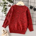 Toddler Boy/Girl Solid Color Round-collar Knit Sweater Scarlet image 2