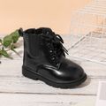 Toddler / Kid Classic Black Side Zipper Perforated Lace-up Boots Black