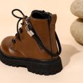 Toddler / Kid Personality Side Zipper Chain Lace-up Boots Brown