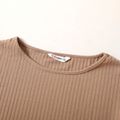 Women Plus Size Elegant Pocket Design Ribbed Knit Sweater Khaki