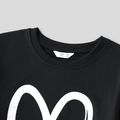 Love Heart Print Black Long-sleeve Sweatshirts for Mom and Me Black