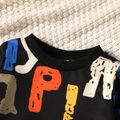 2-piece Toddler Boy Letter Print Pullover Sweatshirt and Pants Casual Set Black