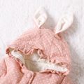 Bolinhas com estampa de babados e decoração de orelha 3d com forro de lã de manga comprida rosa ou amarelo, casaco acolchoado infantil e conjunto de bolsa fofa Rosa image 3