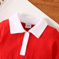 Baby Boy/Girl Solid Long-sleeve Lapel Snap-up Jumpsuit Red