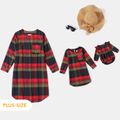 Multi-color Plaid Round Neck Long-sleeve Loose Fit Dress for Mom and Me Multi-color