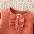 2-piece Toddler Girl Ruffled Argyle Textured Sweatshirt and Solid Color Pants Set Cameo brown