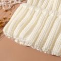 2-pack Double Pompon Decor Solid Color Knit Beanie Hats for Mom and Me White