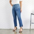 Women Plus Size Casual Side Slit Elastic Denim Jeans Blue