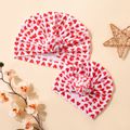 Allover Leopard Print Heart Print Knit Hats for Mom and Me Red