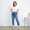 Women Plus Size Casual Straight Denim Jeans Blue