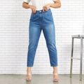 Women Plus Size Casual Straight Denim Jeans Blue
