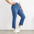 Women Plus Size Casual Drawstring Denim Wide Leg Pants Jeans Blue