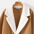 Family Matching Fluffy Fleece Lapel Khaki Long-sleeve Single Breasted Wool Blend Coats Khaki image 3