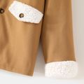 Family Matching Fluffy Fleece Lapel Khaki Long-sleeve Single Breasted Wool Blend Coats Khaki image 5